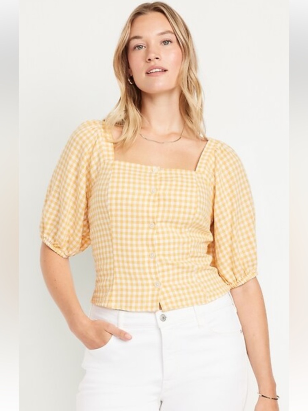 Old Navy Puff Sleeve Gingham Top